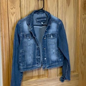 Distressed jean jacket